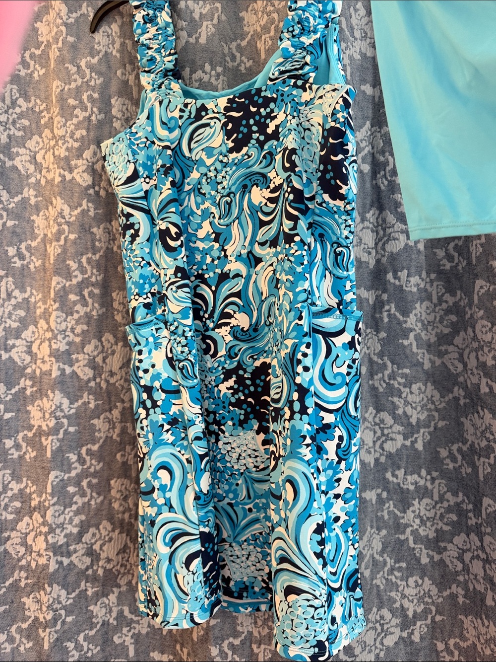 Lilly Pulitzer Turquoise and Navy Swirl Sleeveless Shift - Picture 5 of 5